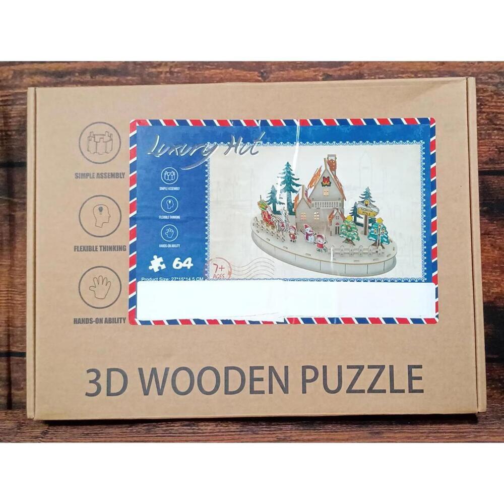 3D Wooden Puzzle - 64 Piece Holiday Village‎ Scene